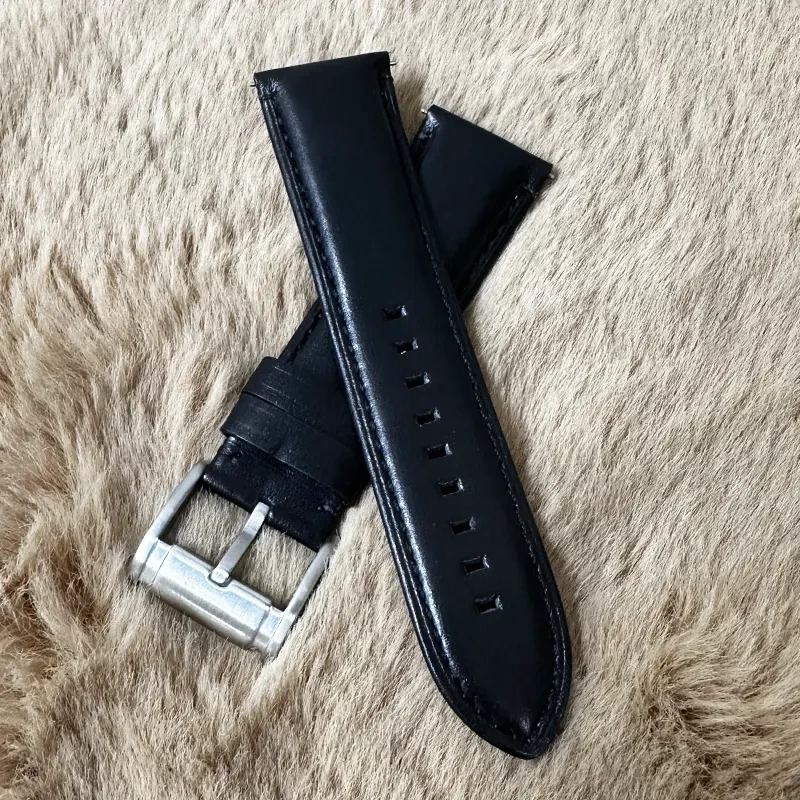 Fossil 24mm Black Leather Watch Strap -Craftsmanship Timepieces